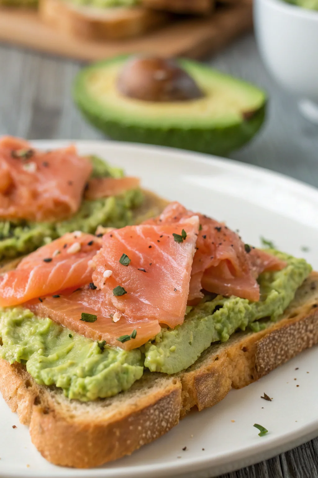 A delicious plate of tosta de aguacate y salmón ahumado
