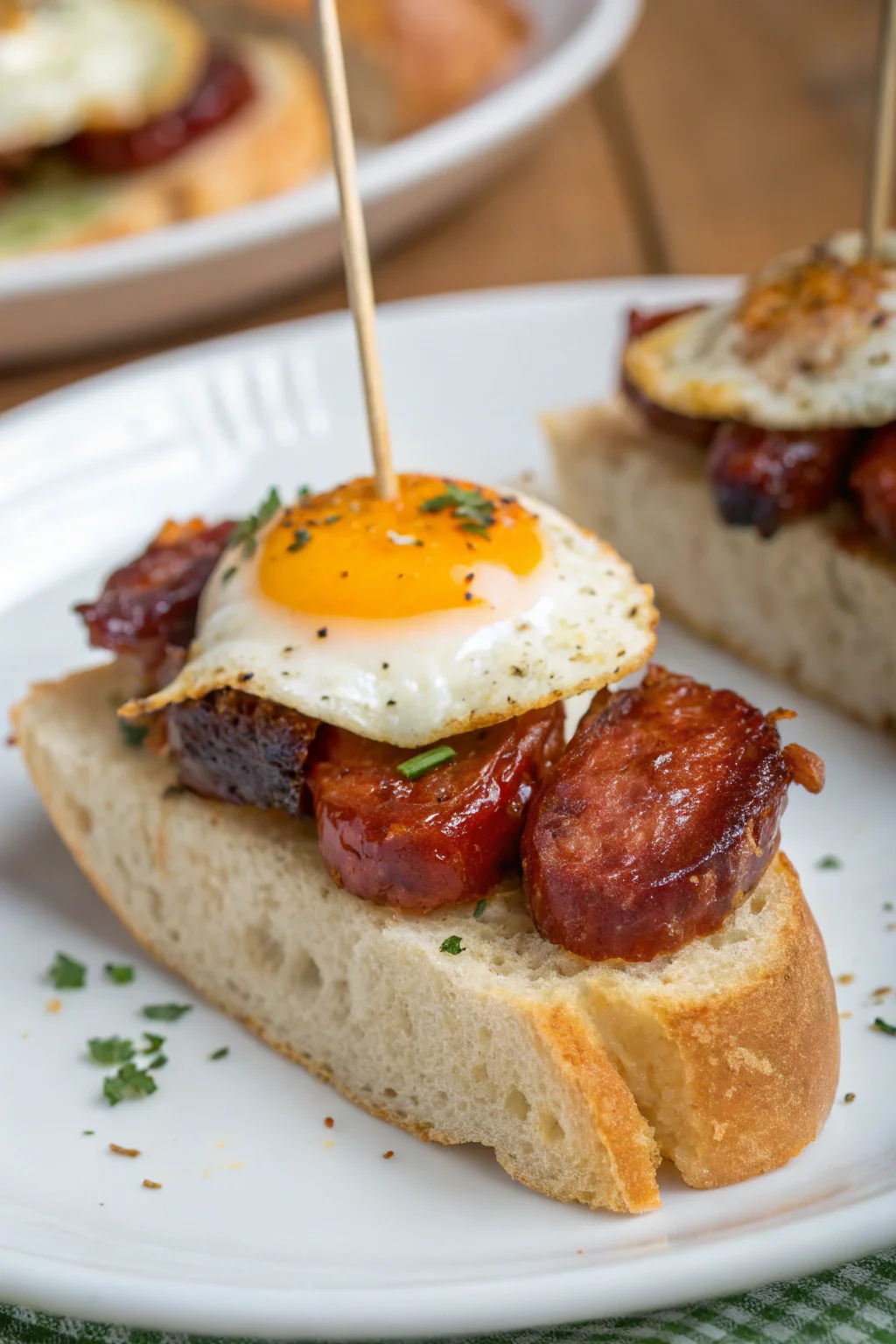A delicious plate of pincho de chistorra con huevo de codorniz