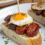 A delicious plate of pincho de chistorra con huevo de codorniz