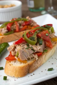 A delicious plate of montadito de melva canutera con pimientos